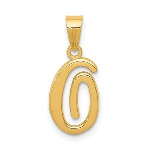 14k Yellow Gold, Mimi Collection, Small Script Initial O Pendant